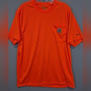 Carhartt Force Men’s Medium Orange Work Shirt Relaxed Fit Pocket Logo